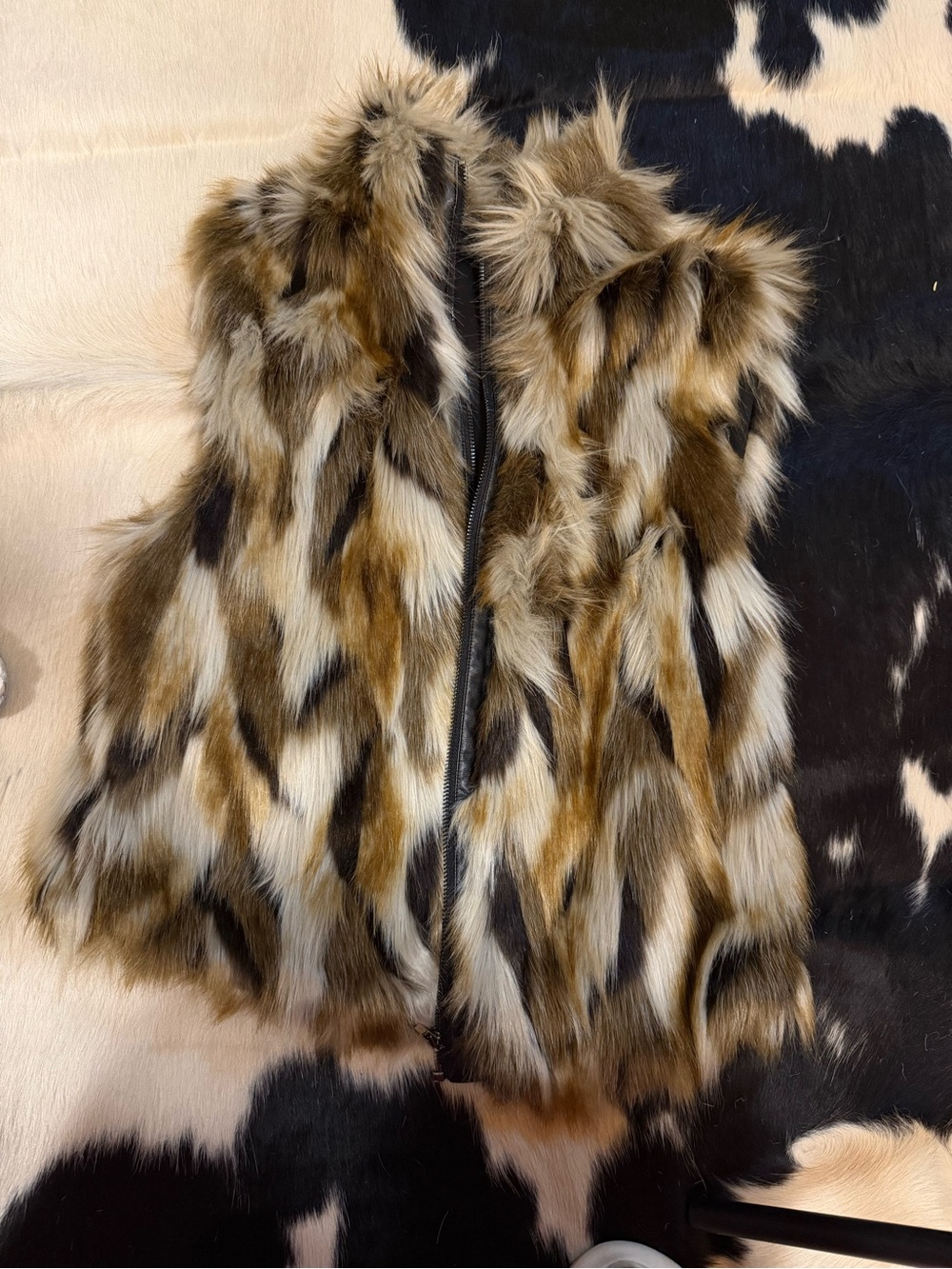 bebe Faux Fur Vest in Brown Multi